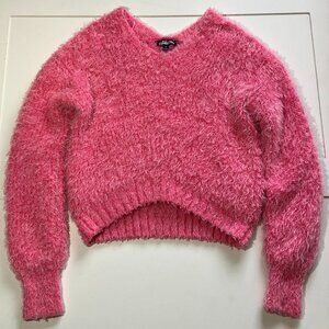 Freshman 1996 Pink Fuzzy Womens Small Cropped Sweater‎ | Girly | Cozy | Coquette